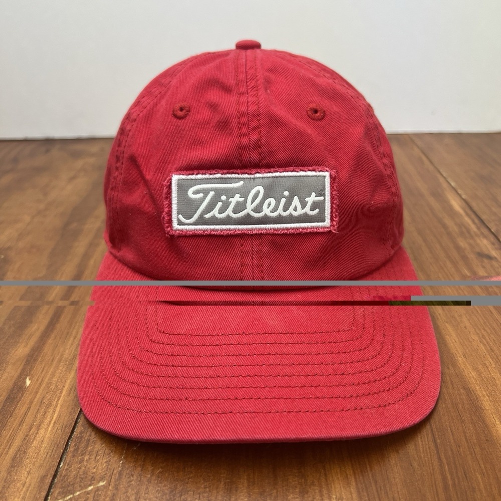 Titleist Foot Joy Golf Hat Cap Mens Adjustable Strapback Red Canvas Dad Hat PGA